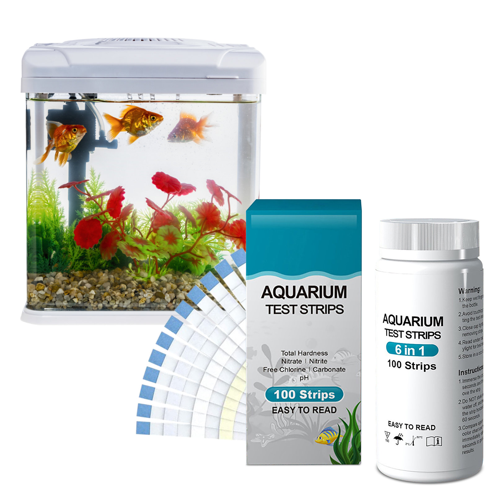 Aquarium Test Kit - 100 stks 6-in-1 Waterkwaliteit Teststrips Kit