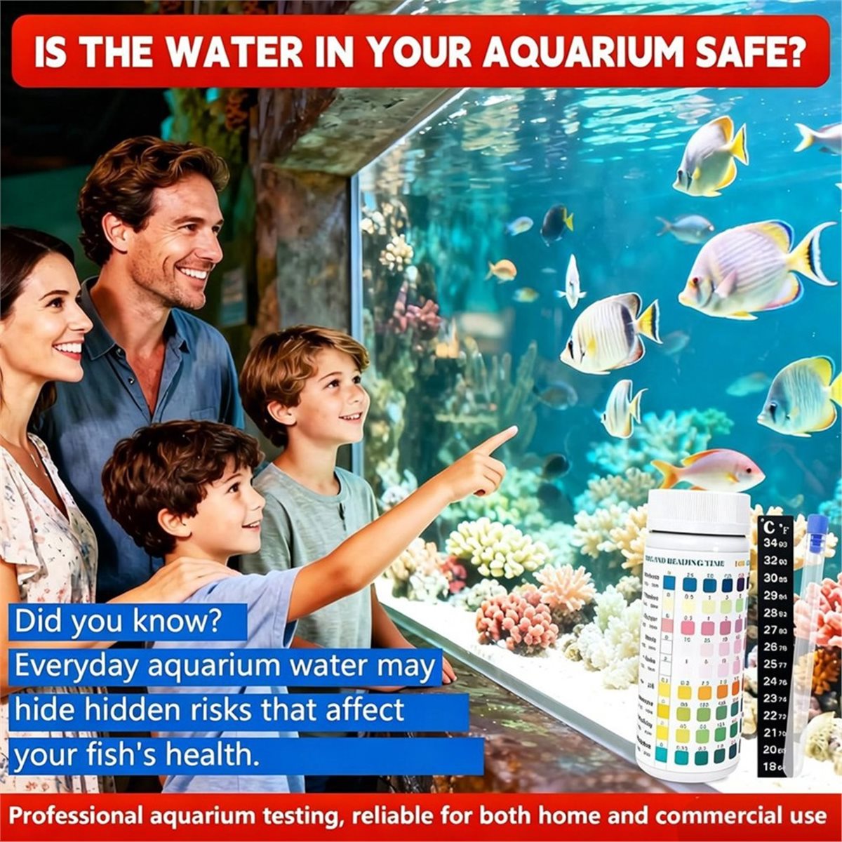Aquarium Test Kit - HGHO 9-in-1 aquariumteststrips, 100 stuks, watertestkit