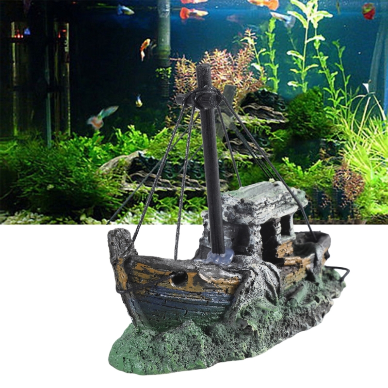 Aquarium Fish Games - Aquarium Verzonken Schip Decoratie Hars Aquarium