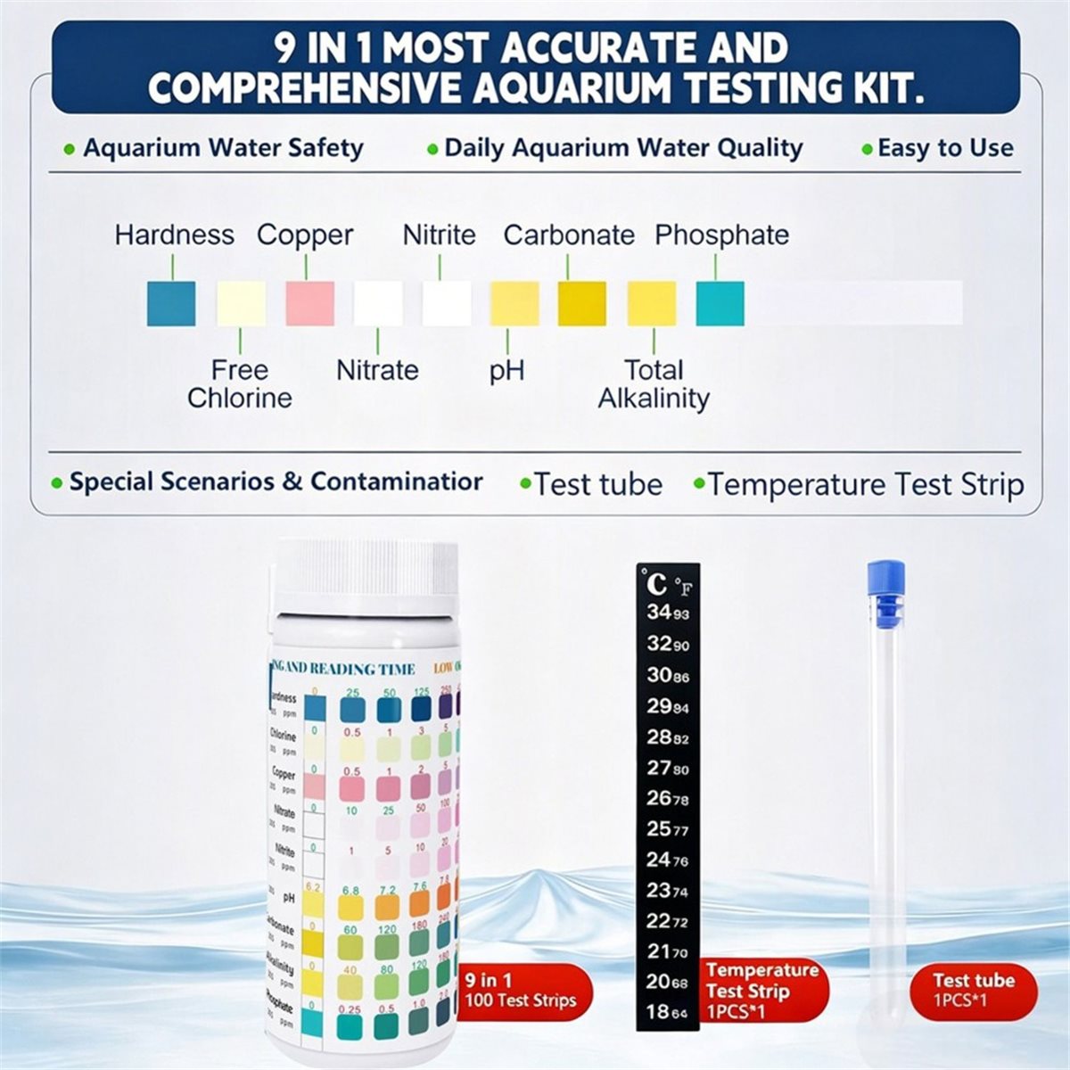HGHO 9-in-1 aquariumteststrips - Aquarium Test Kit recensie en prijs