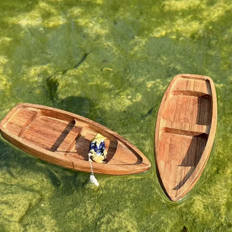 Handgemaakte houten boot Mini  - Aquarium Fish Games recensie en prijs
